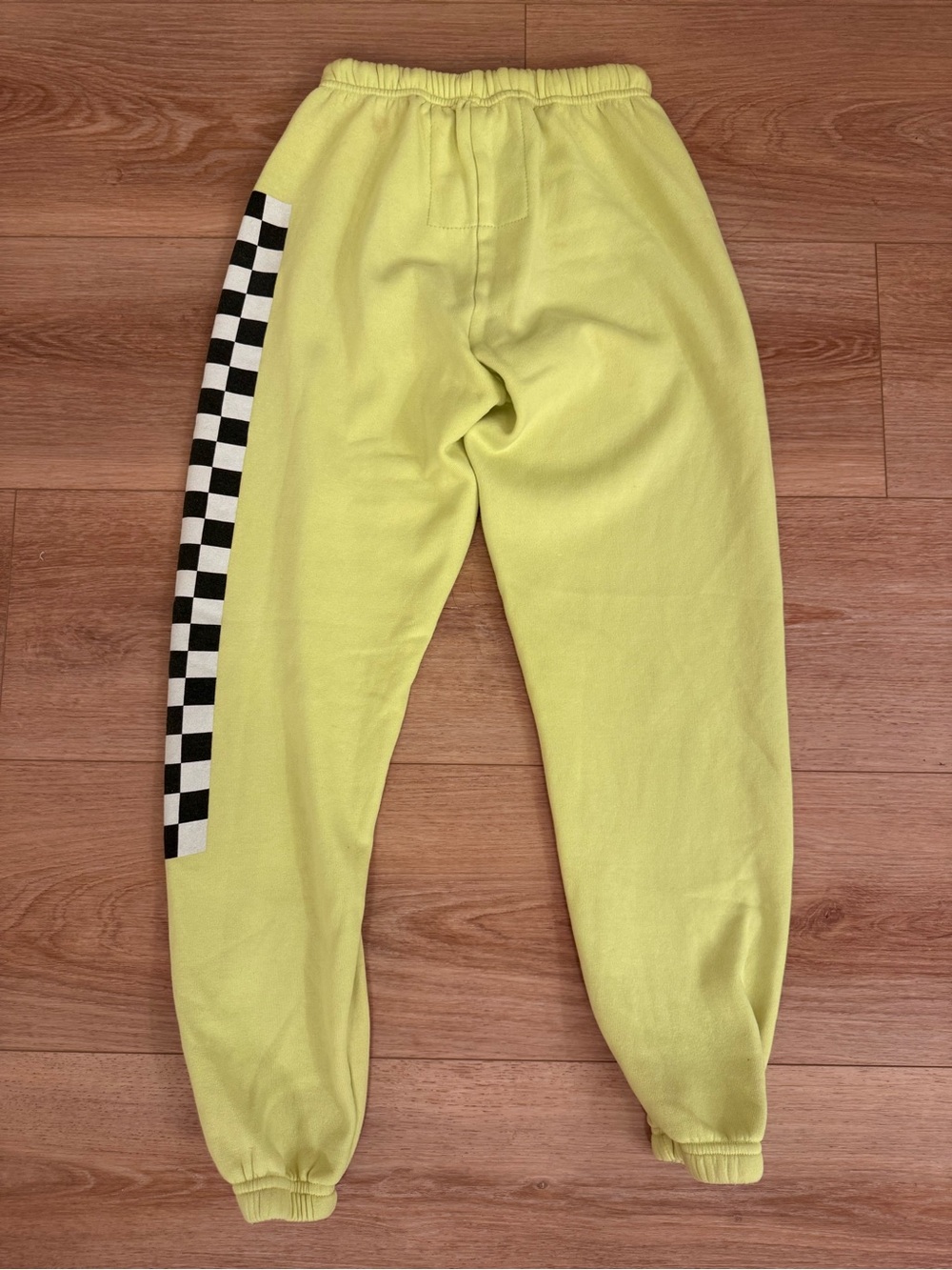 Aviator Nation Women Yellow Checkered Side Stripe Sweatpants Joggers Small - Picture 8 of 11